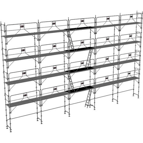 Gerüst 160m² - Stellrahmen + Gerüstböden + Geländer - DUO160GC-SP