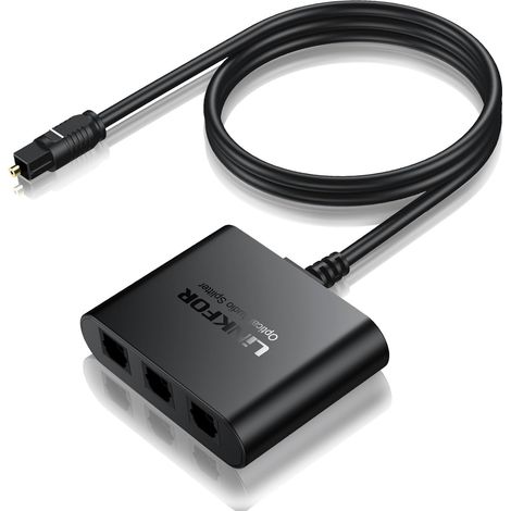Répartiteur de câble optique SPDIF Toslink 1 câble audio Toslink, 1 entrée 3 sorties LPCM 2.0, DTS, Dolby-AC3, compatible PS3, DVD, HDTV STB (1/5)