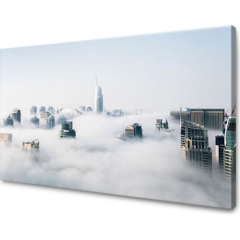 Leinwanddruck Architektur Wolkenkratzer 120x8 USA Himmel Nebel