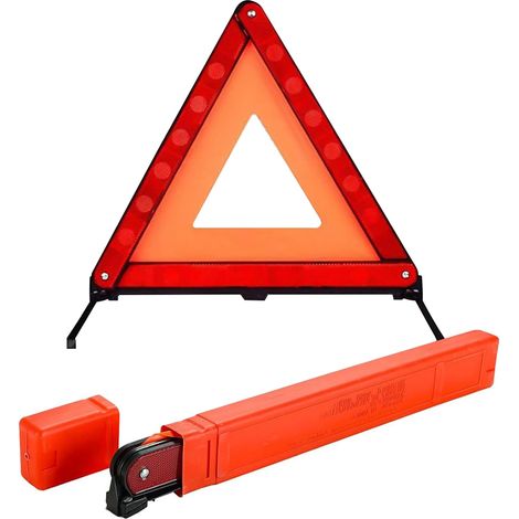 Triangle Voiture Sécurité Routière Homologué CE Pliable Réfléchissant Avec Étui Transport, Signalisation Urgence Panne (1/5)