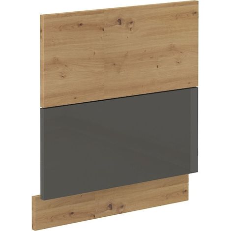 Frontblende für integrierten Geschirrspüler 60 cm Eiche Artisan + Grau Hochglanz (1/2)
