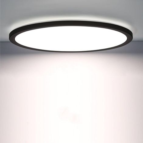 Plafonnier LED Rond Ultra Plat avec Détecteur de Mouvement, 18W 1800lm 4000K, Ø22cm, IP44 Étanche – Lampe de Plafond Noire pour Couloir, Cave, Salle de Bain, Garage, Intérieur (1/5)