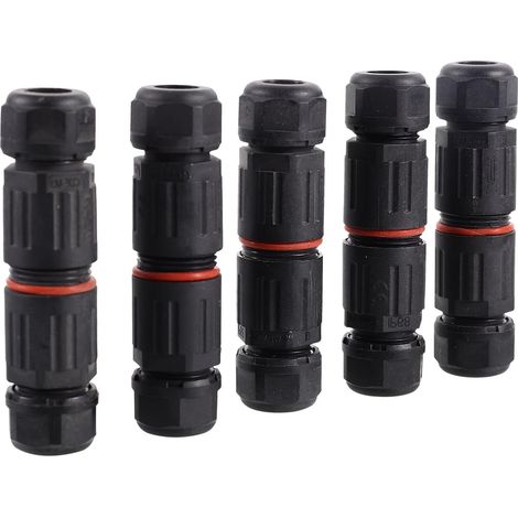 eur Électrique Étanche Ip68 5 Pièces en Nylon Noir Double Protection et Bague de Protection pour Câbles 0,5mm² à 2mm², pour Aquarium et Caméra de Sécurité (1/5)