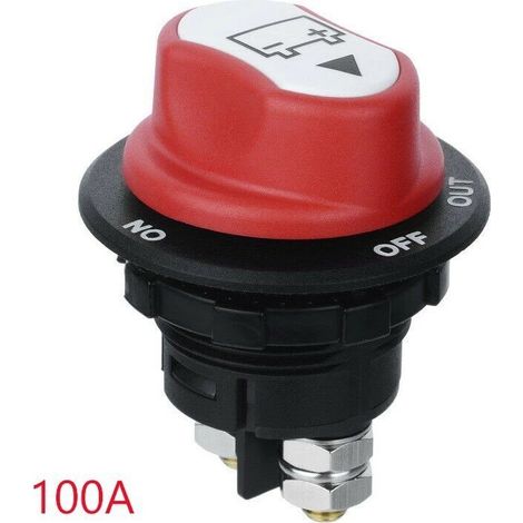 interruptor de desconexión de batería de automóvil de 100 A, interruptor de aislamiento de corte maestro de batería de 12 V-24 V, interruptores de batería de encendido y apagado para barco (1/5)