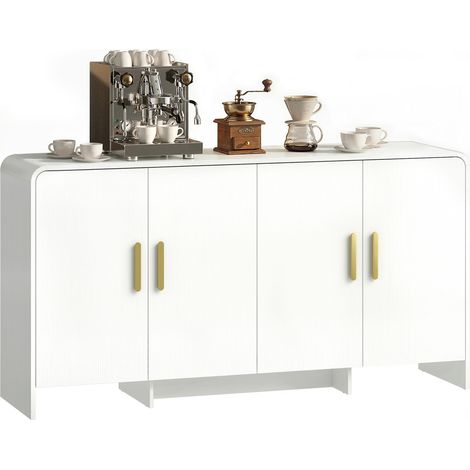 HOMCOM aparador de cocina, armario de cocina con 4 estantes, 4 puertas de cierre suave, para comedor, mueble para tv 72 pulgadas, 152x40x80 cm, blanco