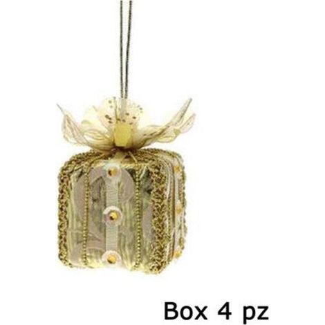 4 pacchetti regalo per albero di natale - colore oro - addobbi natalizi decorazioni