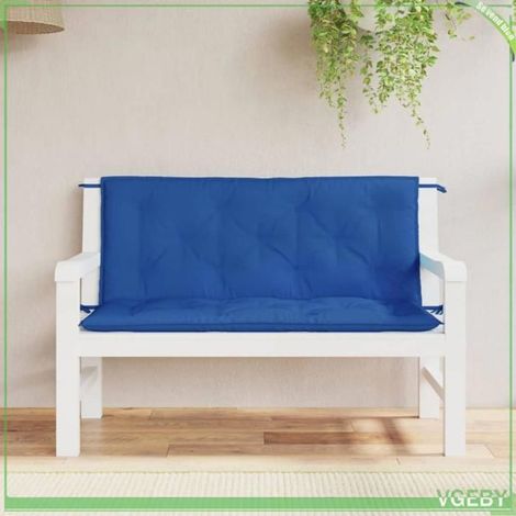 361688 Coussins de banc jardin lot de 2 bleu 120x50x7 cm tissu Oxford (1/5)