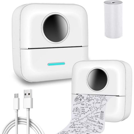 Mini imprimante autocollante Bluetooth de poche, imprimante thermique sans encre (1 imprimante + 1 rouleau de papier blanc) (1/4)
