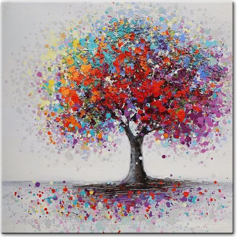 Tableau ,Abstrait Arbres Paysage Peintures À L'huile Impression Sans Cadre 50x50cm(Cadre photo non inclus) (1/4)