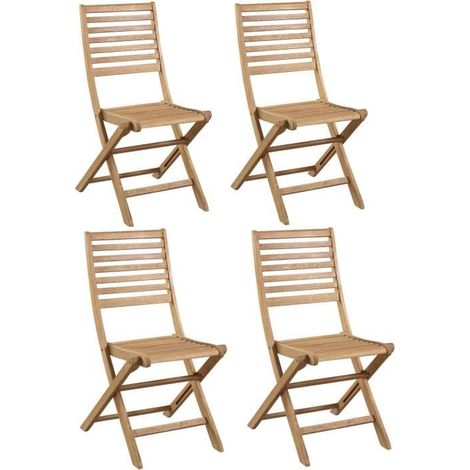 Lot de 4 chaises de jardin pliantes en Acacia FSC - 47 x 57,5 x H.89,5 cm (1/5)