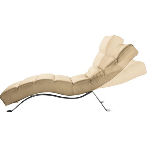 Chaise longue réglable multipositions, en cuir de luxe italien, SWEET, beige (1/5)