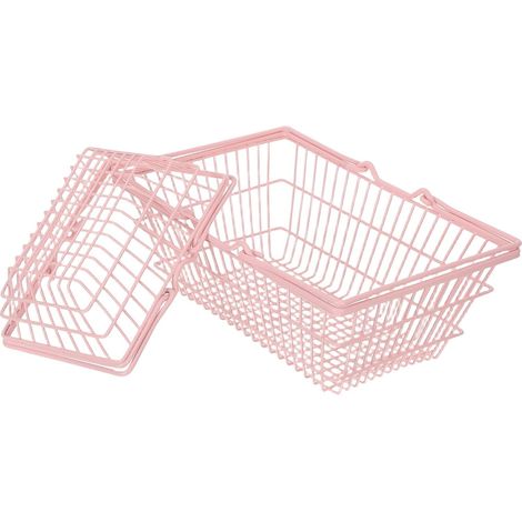 2er Pack rosa Aufbewahrungs und Einkaufskörbe aus Metall