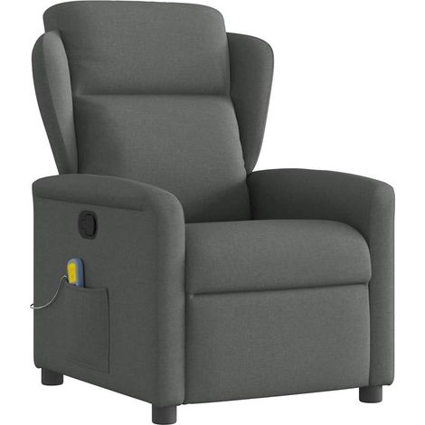Sillón reclinable de masaje de tela gris oscuro vidaXL