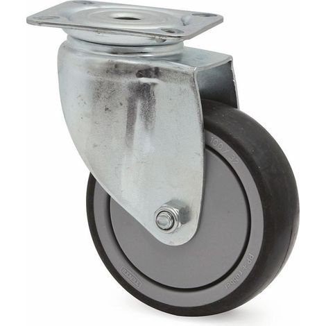 rueda giratoria agila+ aro de goma ø100 plástico zincado aro de goma polipropileno, antihuella y antihilo.