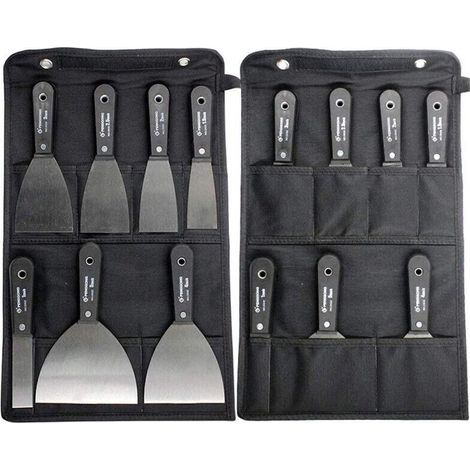 Ensemble 7 Pièces Grattoirs et Couteaux à Plâtre Poignée Antidérapante Sac de Rangement Inclus - KZQ