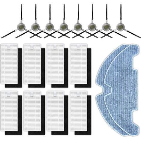 (18 pièces) M330 Pro/ M330 Pièces de rechange compatibles avec les aspirateurs robot Lefant M330/M330 Pro, 8 brosses latérales, 8 filtres HEPA avec filtres en mousse, 2 tampons de nettoyage, kit (1/5)