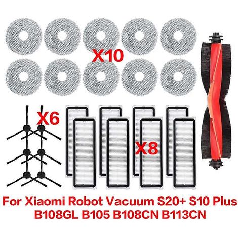 Pièces détachées pour aspirateur robot Xiaomi S20+ / S10 Plus / B108GL / B105 / B108CN B113CN : filtre, brosse latérale principale et accessoires de nettoyage. (1/5)