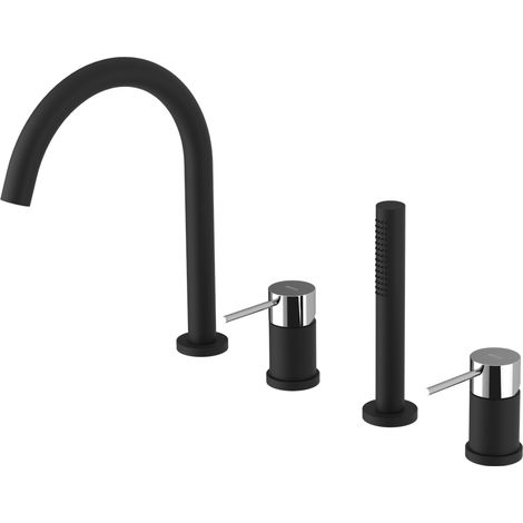 ULTRAMIX Mitigeur 4 trous sur bord de baignoire, noir mat/chrome
