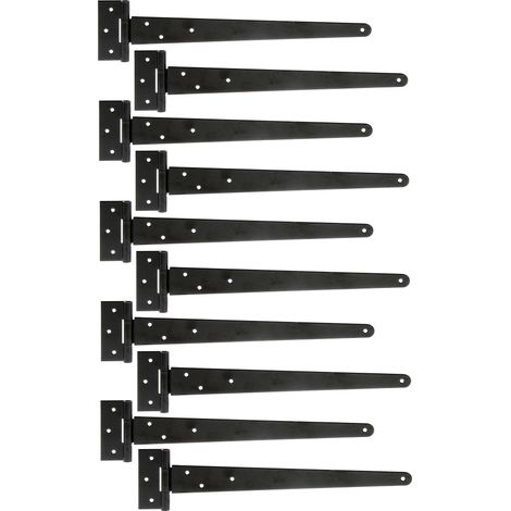 Penture anglaise noire – 397 x 46 mm – avec goupille rivetée pour portes en bois – Marque Alberts