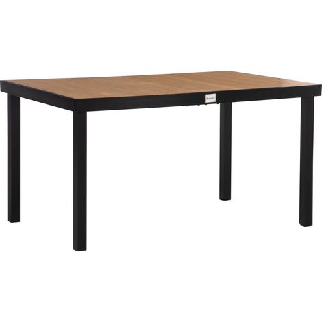 easycomfort tavolo da giardino per 6 persone in alluminio e plastica, nero e color legno (1/5)