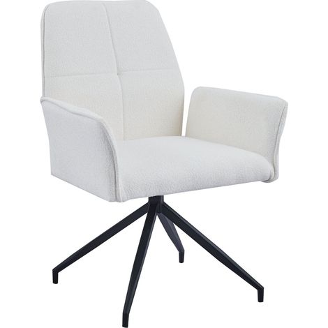 Lot 2 Chaises de Bureau Lutetia Tissu Doudou Pieds Métal Noir 65x62x88cm