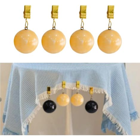 Lot de 4 poids pour nappe, rideau, nappe de table avec clips métalliques pour drapeau extérieur, pique-nique, fête de famille (jaune) (1/5)