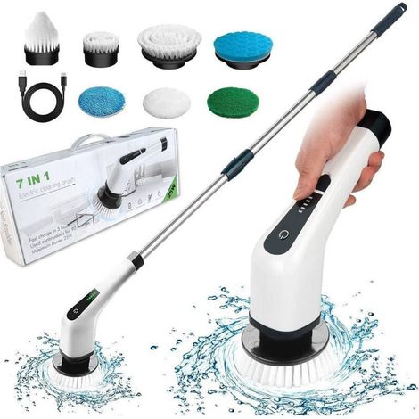 Brosse Rotative électrique De Nettoyage à 7 Têtes Fonctionnant Sur Batterie Pour La Salle De Bain, La Cuisine Et Les Carrelages