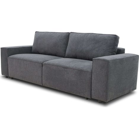 Sofá Cama Dutch para Salón Comedor Estilo Contemporáneo en Color Gris Antracita de 3 Plazas y con Arcón 239 cm (1/5)