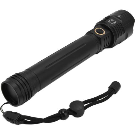 Lampe torche haute puissance P72 avec LED à 16 cœurs, zoom télescopique longue portée de 5000 lm, étanche pour une utilisation en extérieur, l'aventure, les voyages, la randonnée, le camping, les situ (1/5)