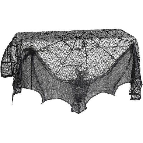 Tissu toile d'araignée chauve-souris, décoration d'Halloween, toile d'araignée, tissu en dentelle pour cheminée, idéal pour une fête sur le thème de l'horreur [ls] (1/5)