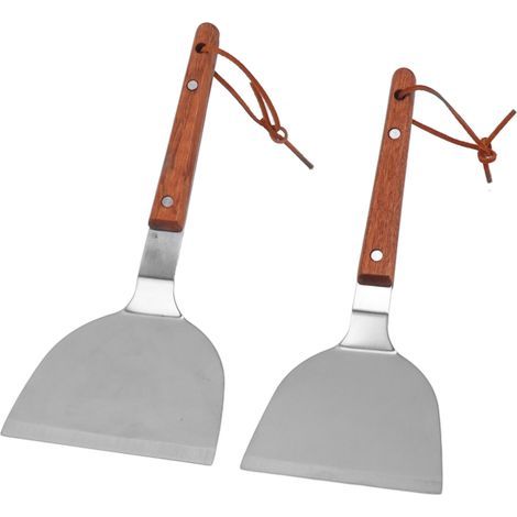 Spatule plate pour barbecue, poignée en bois, prise en main confortable, résistante à la chaleur, facile à nettoyer et durable. Accessoires de cuisine pour barbecue et grillades. Petite et moyenne spa (1/5)