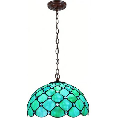 LEDANDER Lustre en verre bleu de 30 cm, luminaire décoratif rétro, idéal pour les maisons, les salons, les salles à manger, les chambres, les restaurants et les bars. (1/5)