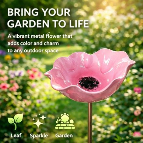 Vaschetta per uccelli in metallo con fiori, passeri da giardino fatti a mano, vaschetta per uccelli e abbeveratoio per insetti resistente all'inverno, vaschetta per uccelli da giardino e patio 1 pz ro (1/5)