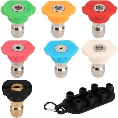 Buse Turbo pour Nettoyeur Haute Pression, 7 Pièces Embouts de Buse de Pulvérisation pour Laveuse à Pression, Connexion Rapide 1/4\\", 4000 PSI, pour le Nettoyage de Voiture et le Jardinage (1/5)