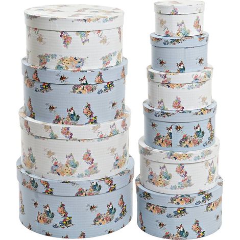 Boîte de rangement décorative bleue pour élégance et ordre - Bleu ciel à motifs décoratifs multicolores