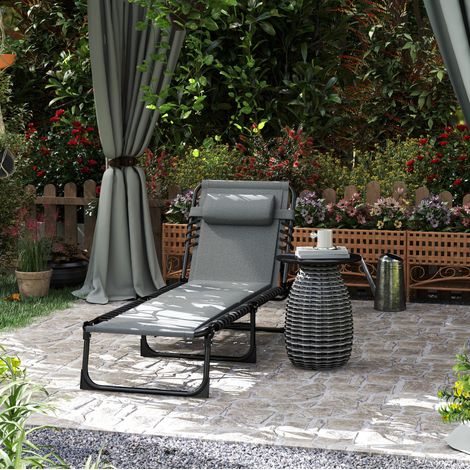 transat bain soleil pliable 189 cm polyester gris HAVRYA (1/4)