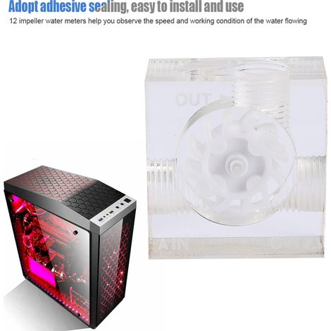 Indicateur de Débit pour Refroidissement Liquide, Filetage G1/4, Accessoire PC Acrylique Transparent LSJ PM3 (1/5)