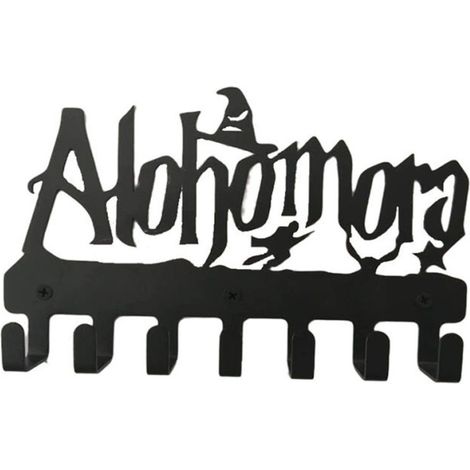 Llavero decorativo de pared, ideal para el hogar, el dormitorio, la cocina y el baño. Llavero negro de Alohomora, 30,5 x 16,5 x 3,3 cm. (1/5)
