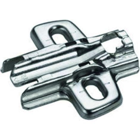 Hettich – Plaque de montage cruciforme à visser – Ø1.5 mm – Acier nickelé – Entraxe des trous 32 mm – Réglage en hauteur ±3 mm