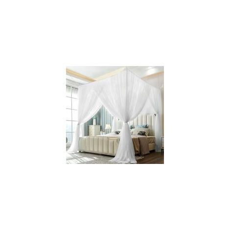 Forhome Moustiquaire de Lit Carrée, 210 x 190 x 240 cm Grand Moustiquaire Filet Baldaquin en Polyester, Quatre Portes D'installation Rapide et Facile, Isoler efficacement les moustiques,pour lit simpl