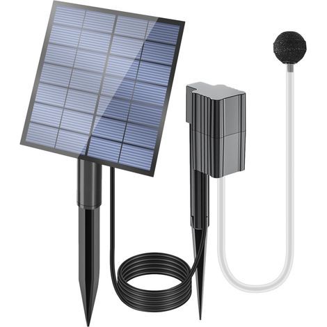 Pompe à air solaire Système d'aération pour bassin Pompe à air hydroponique solaire, pompe à air solaire pour bassin, pompe à air double mode 2,5 W adaptée aux piscines et bassins extérieurs. (1/5)