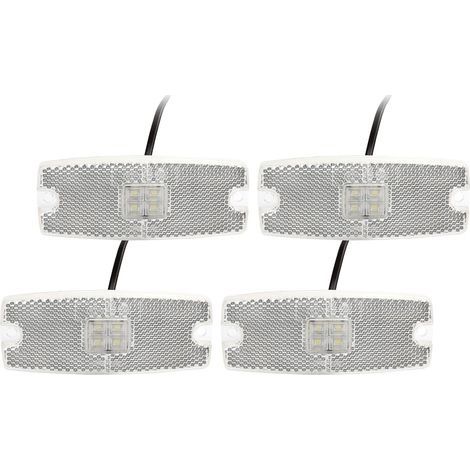 4 Pcs Feux de Gabarit LED pour Remorque 12V 24V Feux de Position Latéraux Camion avec Réflecteur, Homologué E-Mark, Imperméable, Incluses 8 Vis Montage, Tapis éponge - Blanc (1/5)