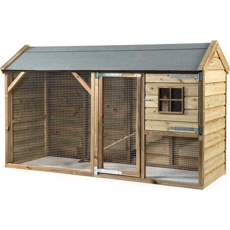 Fatmoose Freigehege BunnyBase Bliss aus Holz für Kleintiere - 243x95x148 cm