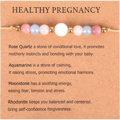Bracelet de Grossesse en Pierre Naturelle avec Carte Vœux pour les Futures Mamans et les Jeunes Mamans (1/5)