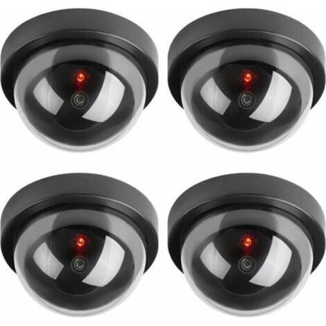 Caméras factices, fausse caméra dôme de sécurité CCTV avec lumière LED clignotante pour entreprise, magasin, maison, intérieur et extérieur (lot de 4)