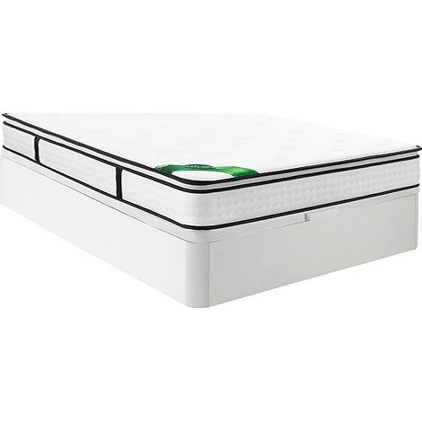 Ensemble 160 x 200 cm sommier coffre blanc + matelas ressorts ensachés 7 zones surmatelas intégré et coutil bambou ép.26cm - MIREZA de NATUREA (1/5)