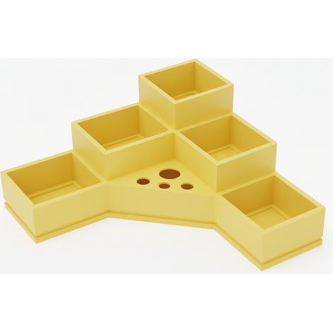 Gelber Badezimmer-Organizer für Kosmetikartikel und Zahnbürsten, 5 Fächer, 4 Löcher (1/3)
