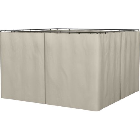 4 Seitenteile Für 3X3M Pavillon, Mit Haken, Seitenwände, Polyester, Beige, 302X205Cm