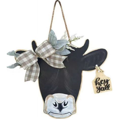 Guirlande Porte Vache - Panneau Accueil Décoration Murale Ferme Maison Fête - Bois - 33 x 28 cm - 1 Pièce (1/5)