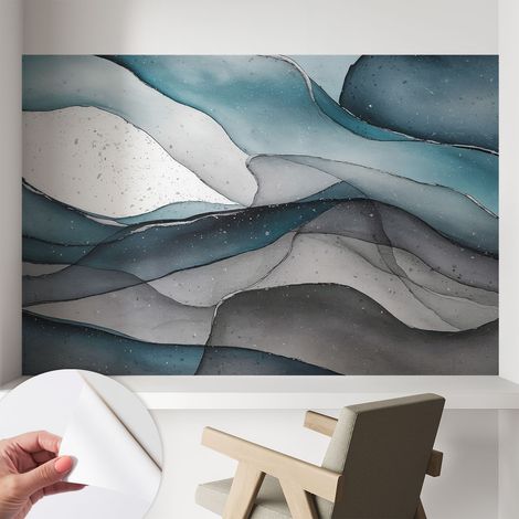 Papier peint autocollant avec imprimé pour décoration intérieure pour rénovation a motif Vagues colorées 104x70 cm (1/5)